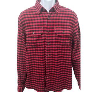 Red and Black Buffalo Plaid Long Sleeve Flannel Shirt